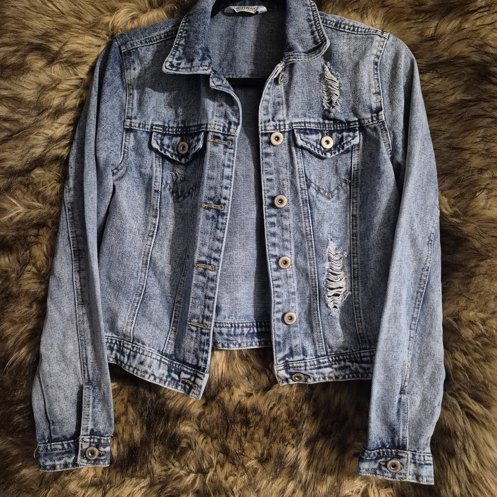 Highway Jeans Light Blue Distressed Jean Jacket